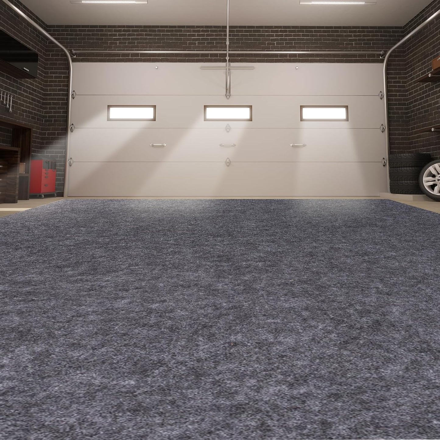 Garage Mats Oversize Garage Floor Paking Mats for Under Car, 7.4 x 17 Ft Non-Slip Gray Garage Flooring Carpets, Absorbent Oil Garage Parking Mat, Waterproof Mats