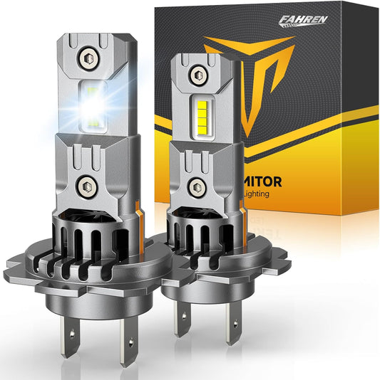 FAHREN Upgraded H7 Bulbs, 60000LM 1000% Ultra Bright 6500K White Light, Mini Size No Adapter Needed, Plug and Play HID H7 Fog Lights, IP68 Waterproof, Pack of 2
