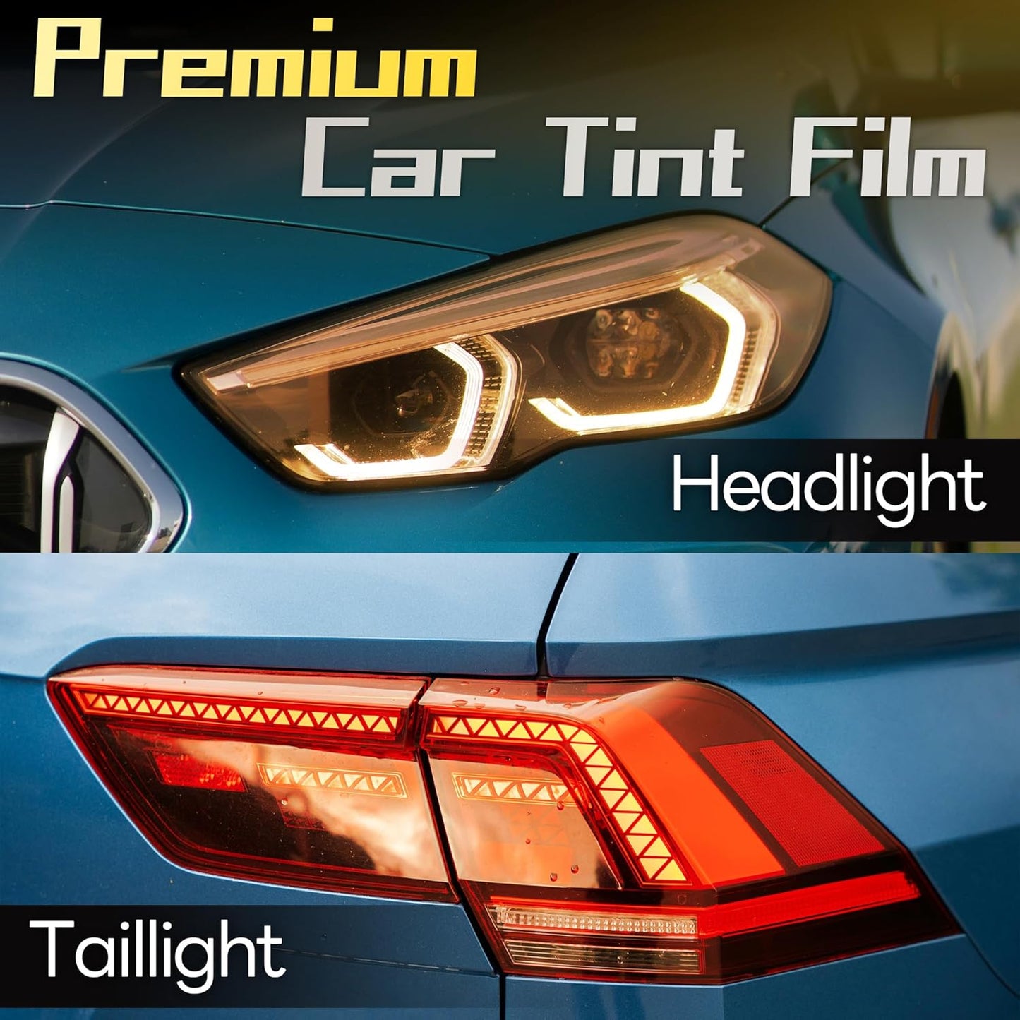 Lypumso 16 x 60 Inches Headlight Taillight Car Tint Vinyl Film, Self Adhesive Fog Lights Sticker Sheet Roll for Car Lights Cover Protection (Orange)