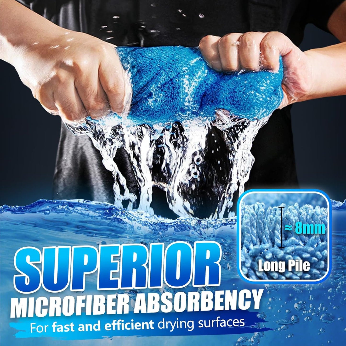 Airlab Microfiber Towels for Cars Wash Drying Towel Detailing Cloth, Ultra Absorbent, Streaks Free, Lint Free Cars, Trucks, SUVs, RVs, Motorcycles, Bath Wipes, 24 x 16 Inch, 1200 GSM, Pack of 1, Blue