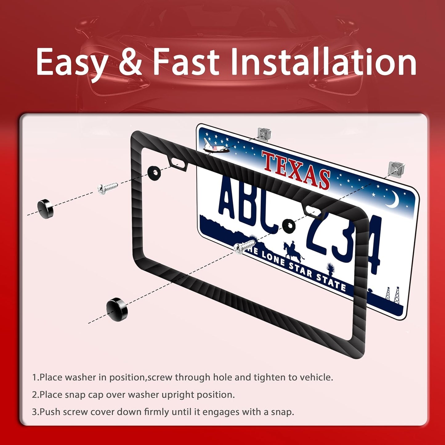 Black Geometric Shapes License Plate Frame Funny Radioactive Visual License Plate Frames Stainless Steel Accessories Cars Decor with 2 Holes and Screws Fits Standard Us Ca Vehicles 12.2 X 6 Inch