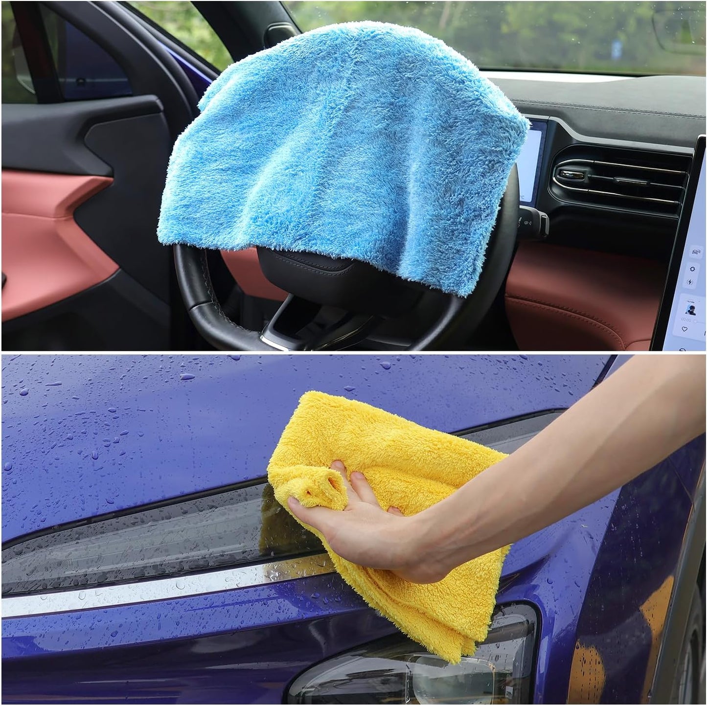 Microfiber Towel for Car Cleaning,Cleaning Supplies Upgraded 450gsm Ultra-Thick,Washcloths Detailing,Exterior Interior Microfiber Rags 16in x 16in(6-Pack)