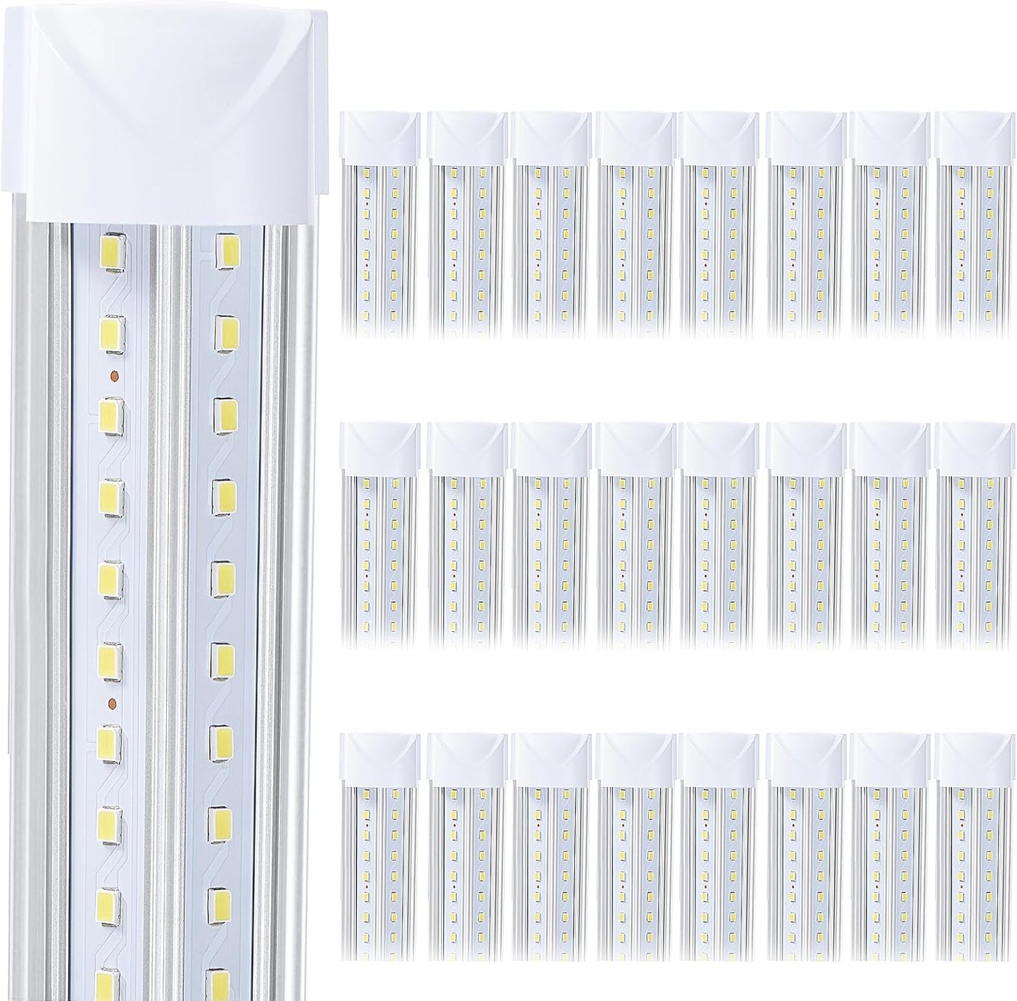 25 Pack,Led Shop Lights, 8FT Led Shop Light,100W 6000K 15000LM Clear White,Led Shop Light 8FT 110V Linkable Integrated V-Shape for Shop Garage,Warehouse