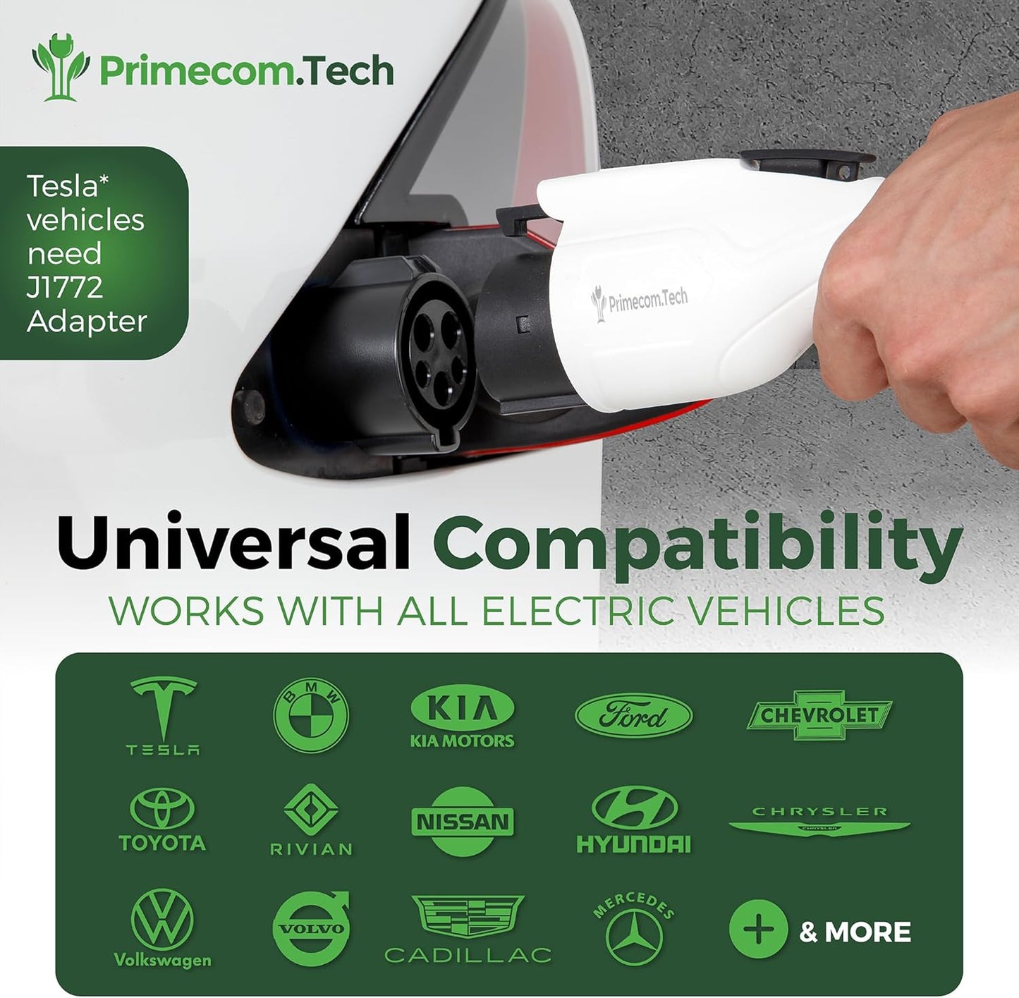 PRIMECOM 80 Amp 22KW 220Volt Level-2 18ft to 50ft Cord Lengths 20X Fast Smart Electric Vehicle EV Charging Station Ford Transit F-150 Lightning Lucid Air Polestar TeslaXS Taycan (25 Feet)