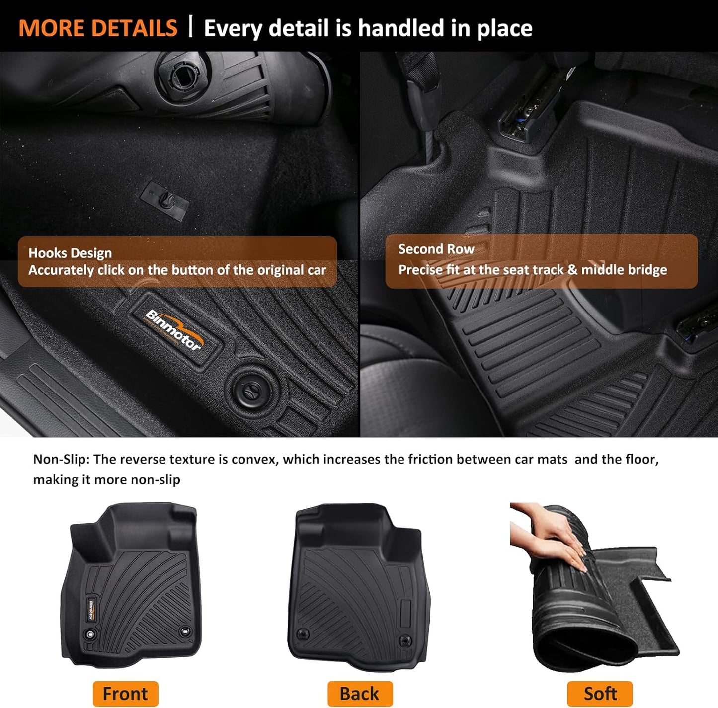 Binmotor-All Weather Floor Mats Cargo Liner Set for for Nissan Pathfinder 2022 2023 2024 2025, 8 Passenger, 3 Rows with Cargo Trunk Mat, Car Mats for Nissan Pathfinder Accessories
