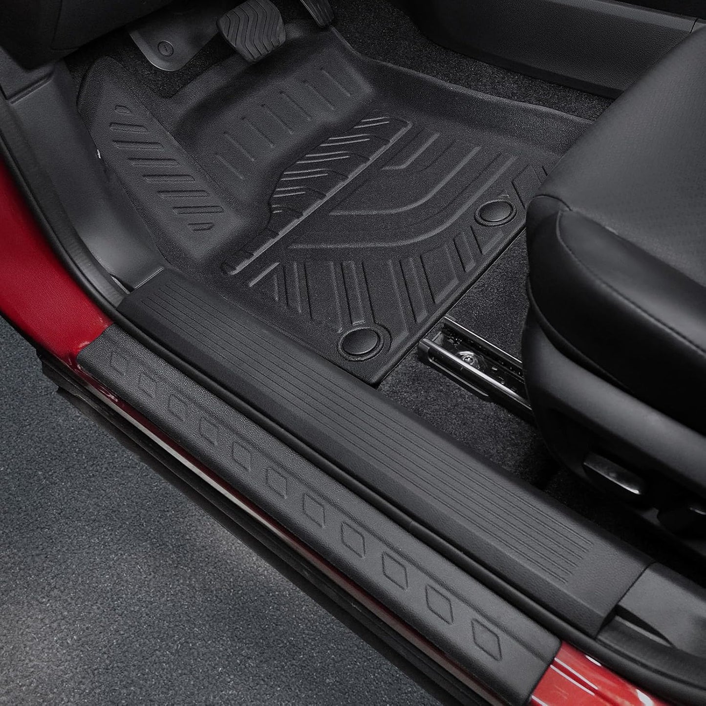 Floor Mats Set for Nissan Rogue 2025 2024-2021 Accessories, Full Coverage All Weather Floor Mats Cargo Mat with Backrest Protectors & Door Sill Guards (Not for Sport)