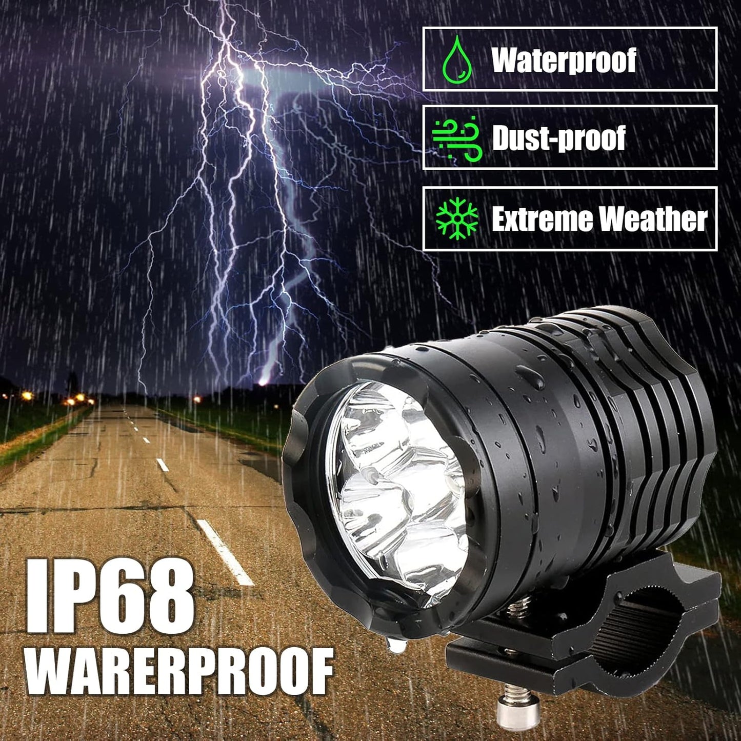 Motorcycle Driving Lights 12-60V 40W 3600LM LED Fog Lights for ATV UTV Bike Car Truck Boat Forklift Waterproof LED Spotlights with 6 Light Beads High Low Strobe Beam Switch Universal (Black 2)