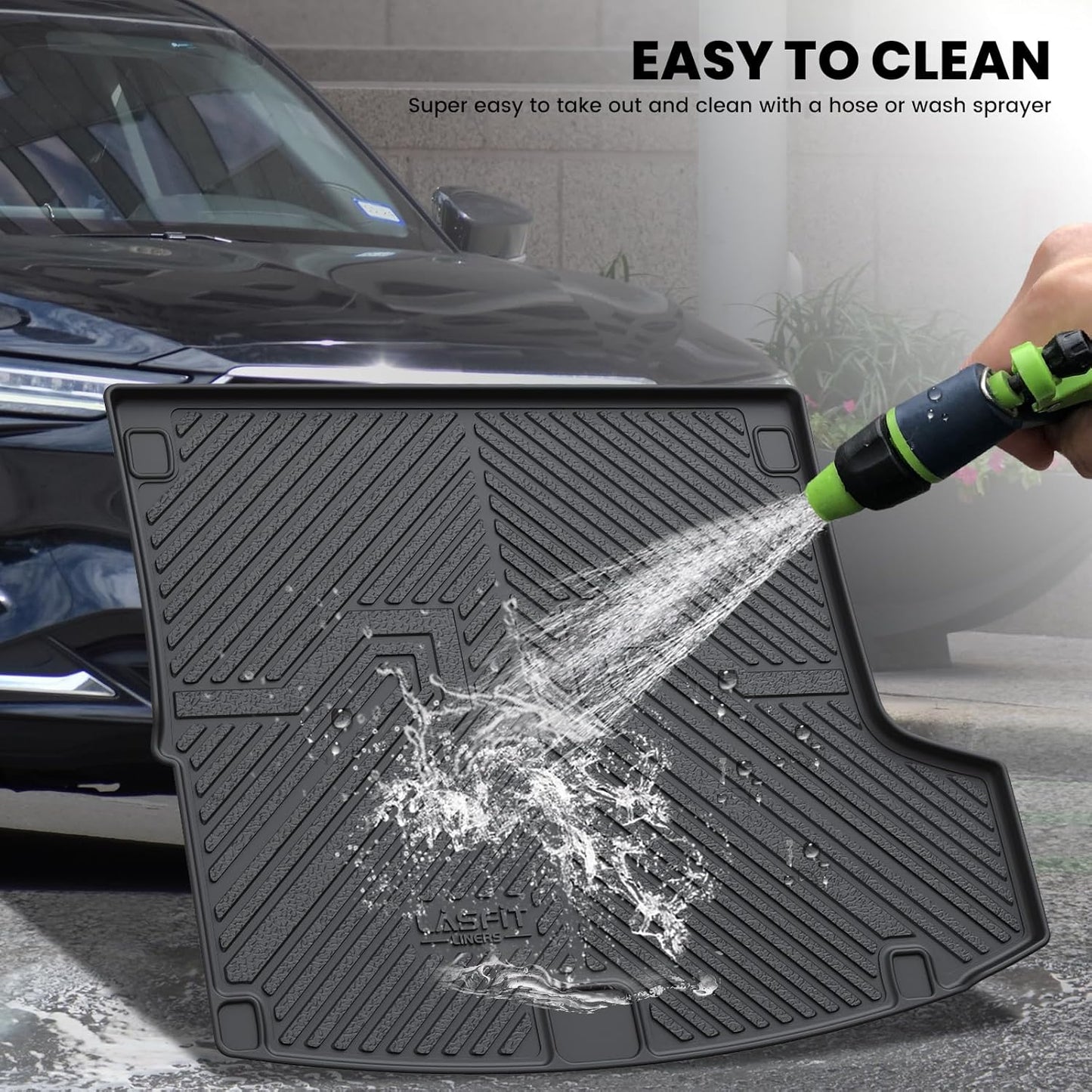 LASFIT Trunk Mat for Acura RDX 2025 2024 2023 2022 2021 2020 2019, All Weather TPE Cargo Mats Custom Fit Cargo Liner Front & Rear Trunk Liner, Black, Easy to Clean