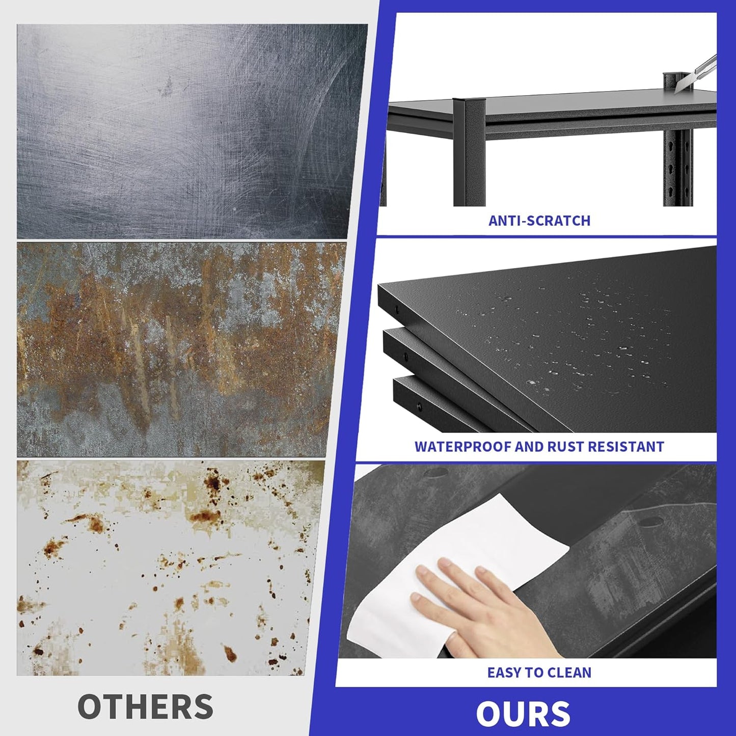 Garage Shelving Unit Rustproof 72" H3000bls Heavy Duty Storage Shelves Easy Assembly 5 Tier Adjustable Metal Steel Utility Shelf Rack Garage Storage Organize for Tools,Basement,Warehouse