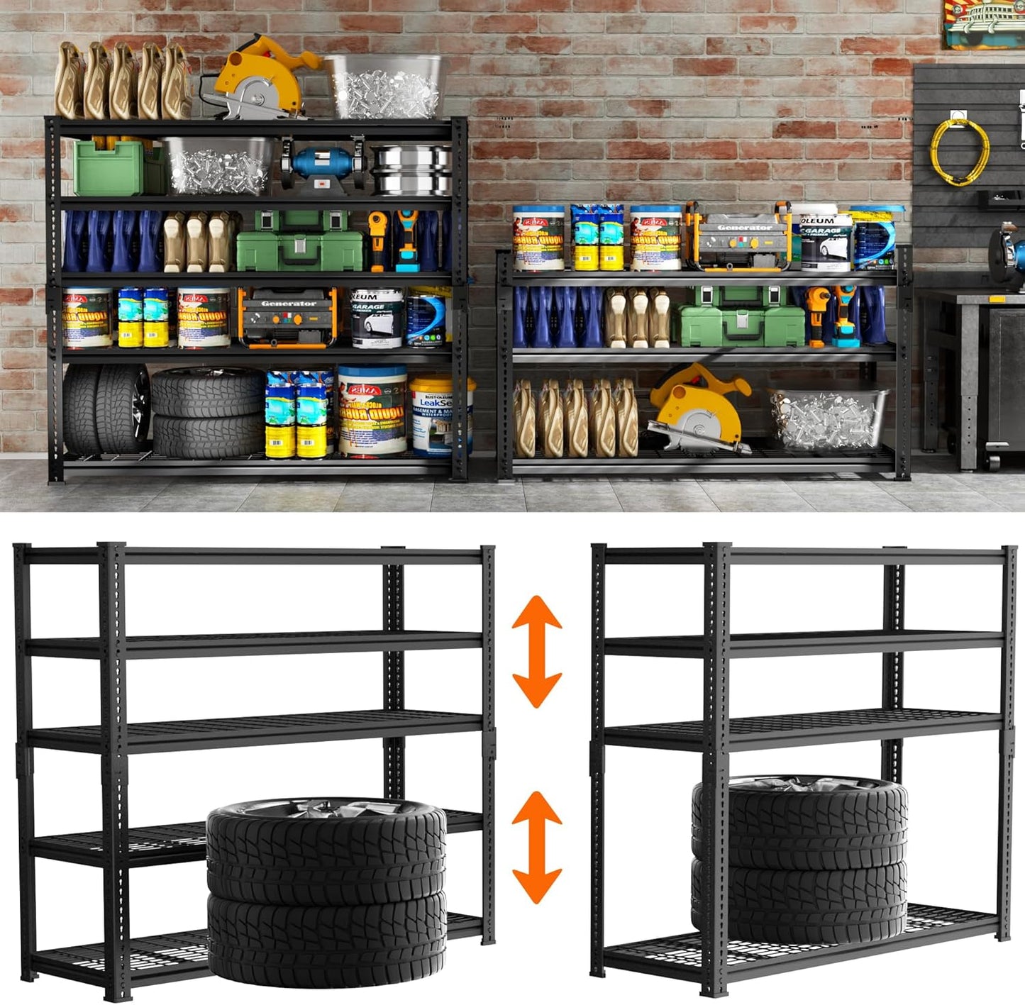 Storage Shelves Heavy Duty, 3 PCS 48" L x 18" W x 72" H Garage Wire Shelving Unit Loads 2800LBS, 5-tier Adjustable Metal Industrial Utility Shelf Rack for Kitchen, Laundry Room, Warehouse, Basement