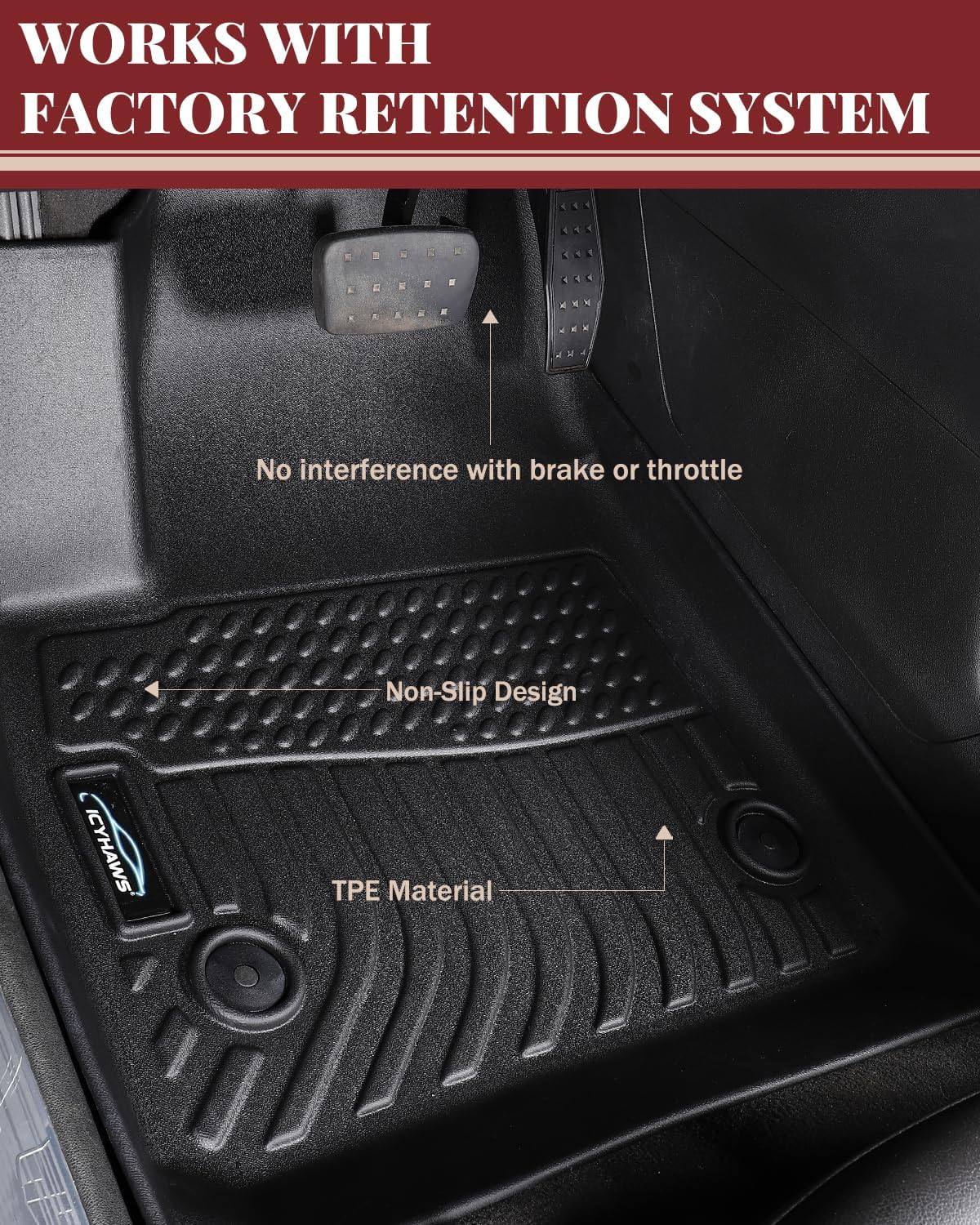 Icyhaws® Floor Mats & Cargo Liner Set for Buick Envision 2021-2025 | All Weather TPE Rubber Car Mats Full Set Automotive Accessories for Buick Envision | Front, 2nd Row & Trunk Mat