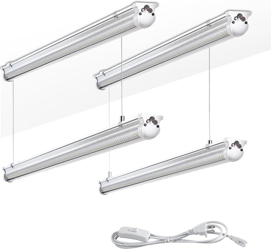 4Pack 4FT LED Shop Light Garage Lights,50W 6000K 7500LM White Light,Hanging/Surface Mount,Plug and Play,Linkable T8 LED Shop Lights,Commercial Bay Lighting for Warehouse Workshop Basement