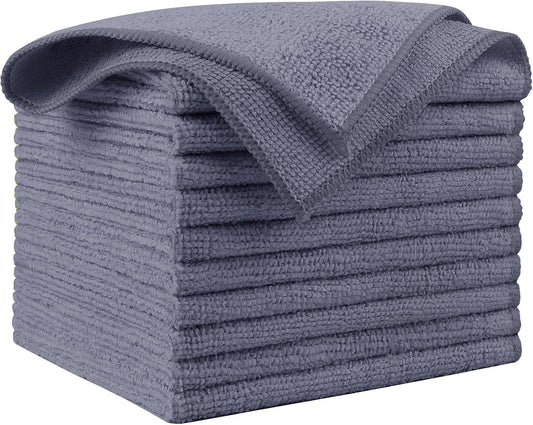 AIDEA Microfiber Cleaning Cloth Grey 10PK, Micro Fiber Cloth for Cleaning Cars, Premium All Purpose Car Towels, Dusting Cloth Cleaning Rags SUVs, House, Kitchen, Window, Workshops, 12"×12"