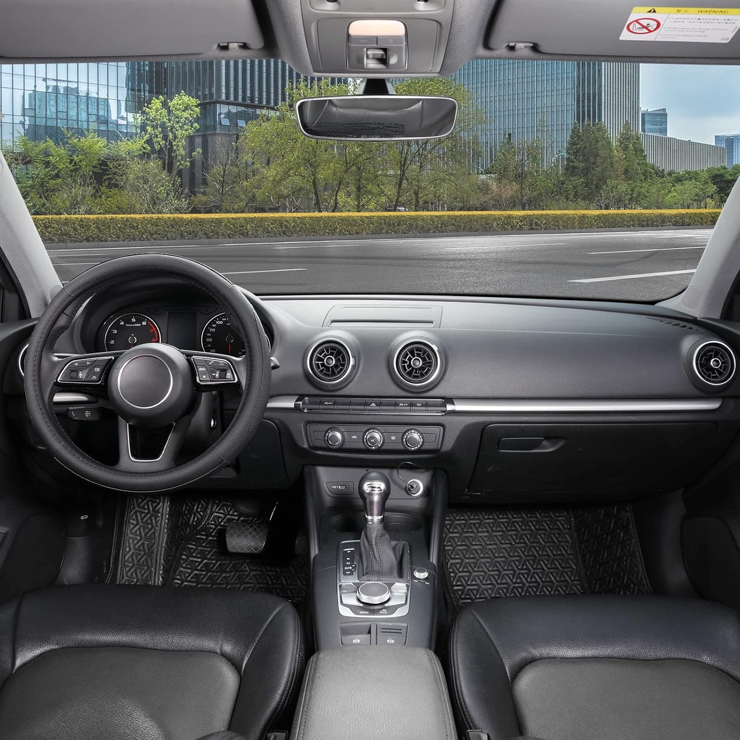 SEG Direct Car Steering Wheel Cover for Prius Civic Model 3 Model Y Camaro, Small Size 14-14.25 inch, Black Microfiber Leather