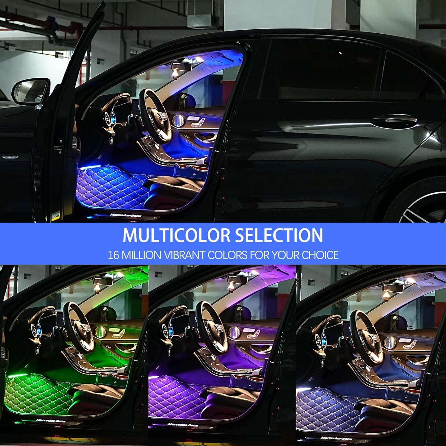 Smart USB Interior Car LED Strip Light with App Control,RGB Neon Atmosphere Lights, USB 5V Ambient Night Light Decorative Lamp, Multi Color Strip Light for Cars with Music and DIY Mode (RGB 72LEDs)
