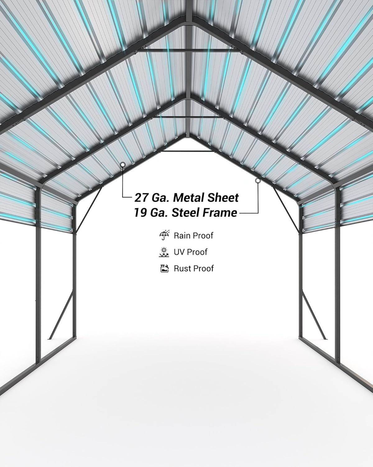 13 x 21 FT Metal Carport, Heavy Duty Carports Reinforced Frame and Steel Roof, All-Weather Shelter Canopy for Pickups, Boats, Cars, and Tractors
