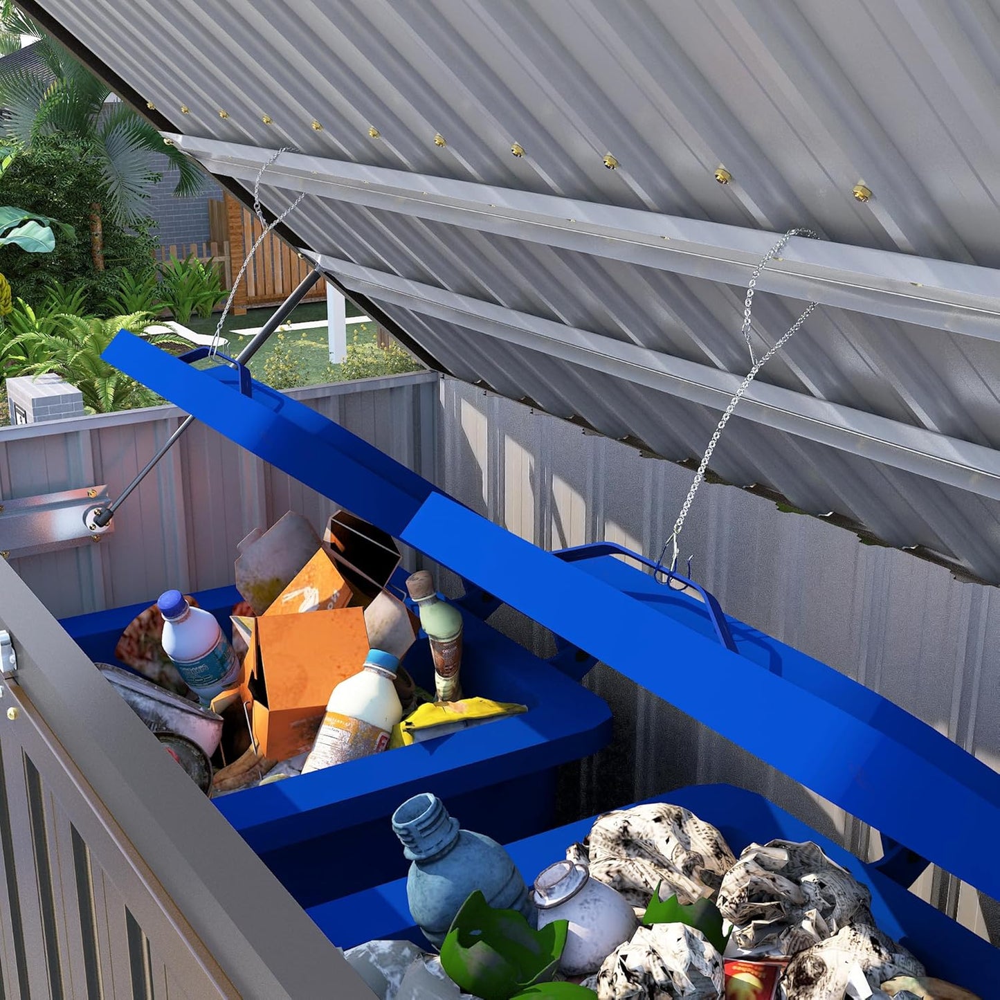 AECOJOY Outdoor Trash Can Storage, 46 Cu.Ft Outdoor Garbage Can Storage Shed, Horizontal Storage Cabinet Waterproof, Bicycle Sheds & Outdoor Storage Clearance in Brown