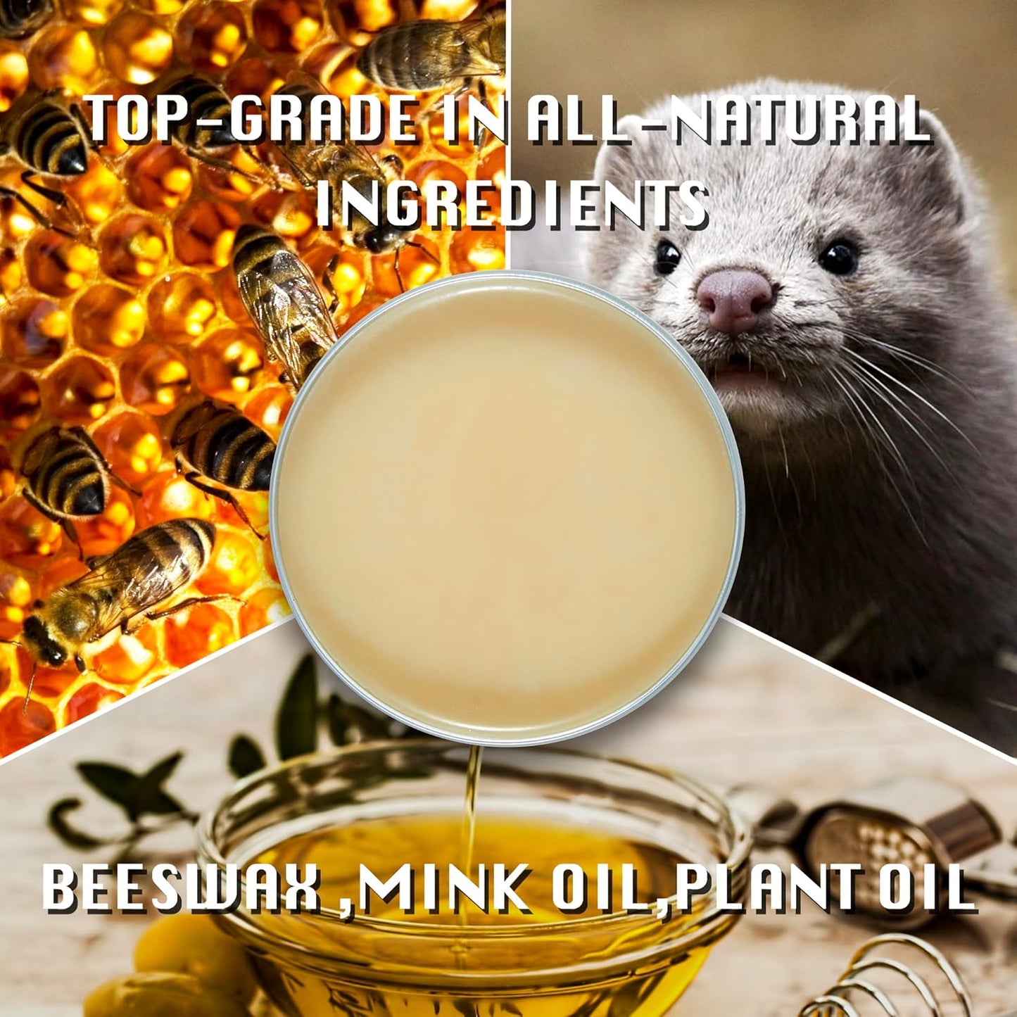 SALTY FISH All-Natural Leather Conditioner and Cleaner,Made with Mink Oil Beeswax,Protect Soften Waterproof Leather Furniture,Car Seats,Shoes,Boots,Bags (3.53 Oz with Sponge)