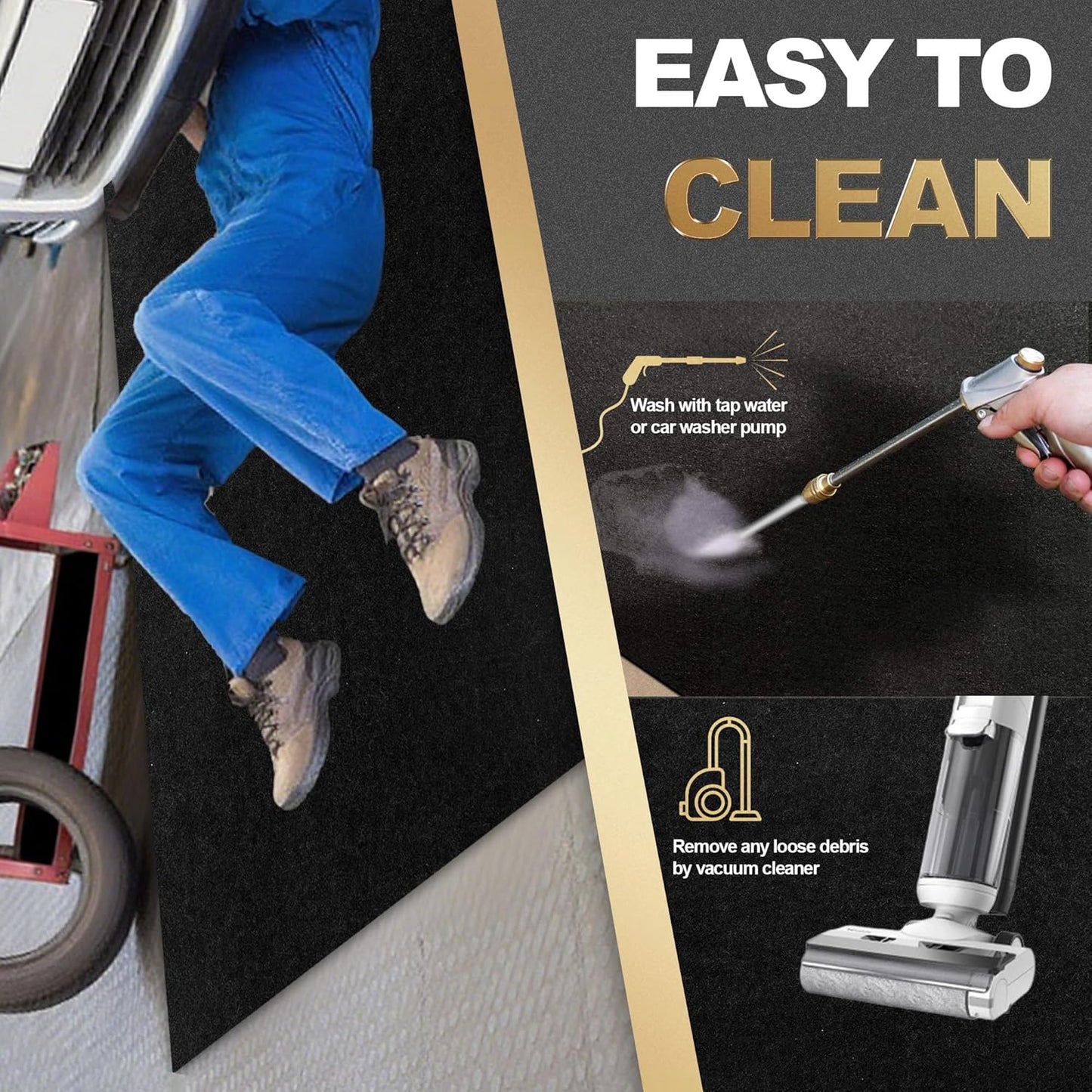 Oil Spill Mat, Garage Floor Mat for Garage & Workshop, 64″×32″ Reusable Floor Protector, Waterproof with Non‑Slip Rubber Backing, High‑Absorbency.