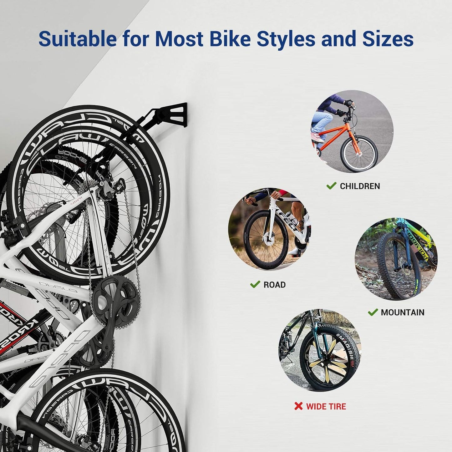 FLEXIMOUNTS 6 Bike Storage Rack, Heavy Duty Wall Mount Hanger for Home & Garage, Holds Up to 300lbs