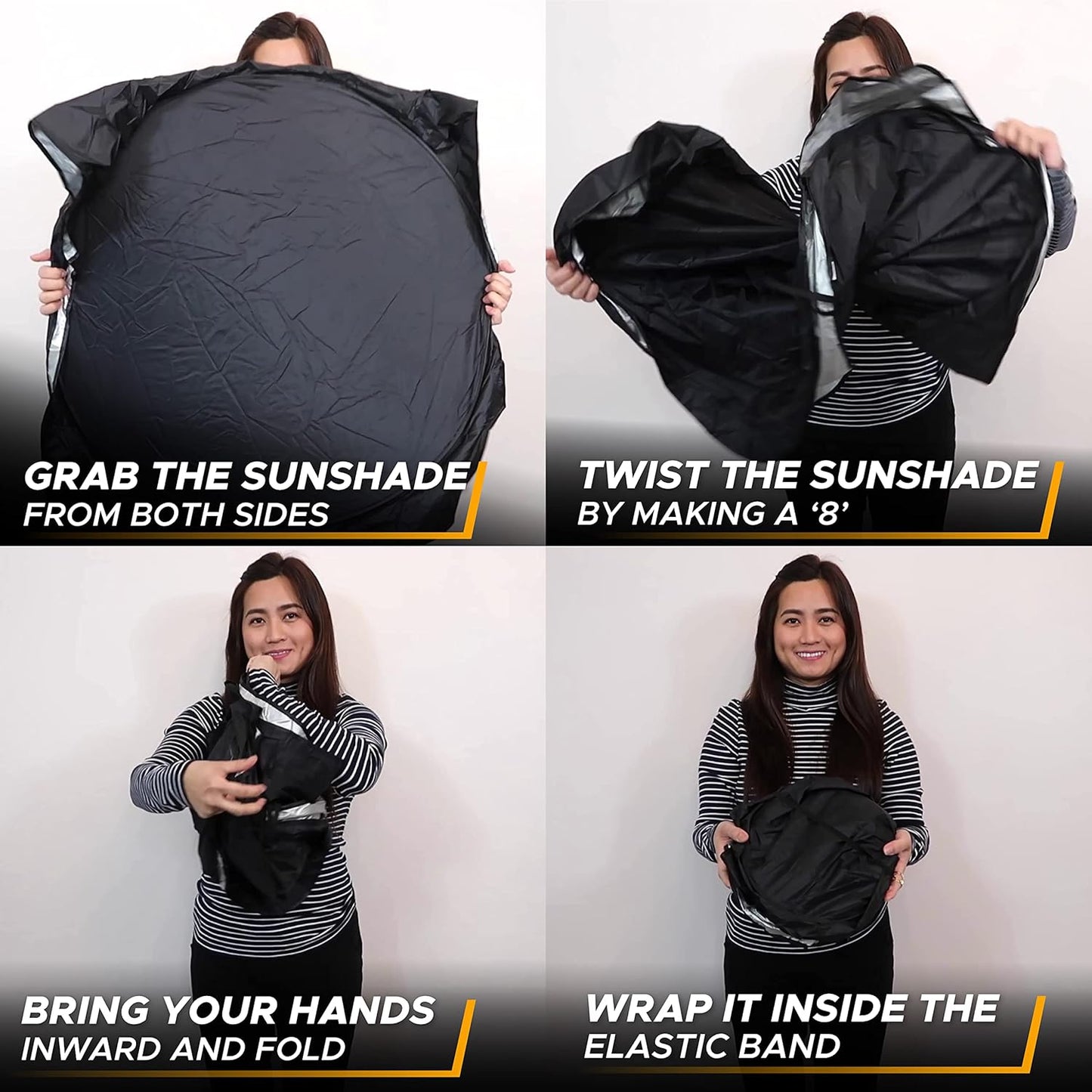 EcoNour Truck Windshield Sun Shade with Storage Pouch | Reflective 240T Material Sun Shield for UV & Heat Protection | Foldable Windshield Cover | Must-Have Truck Accessories | X-Large (69"x35")