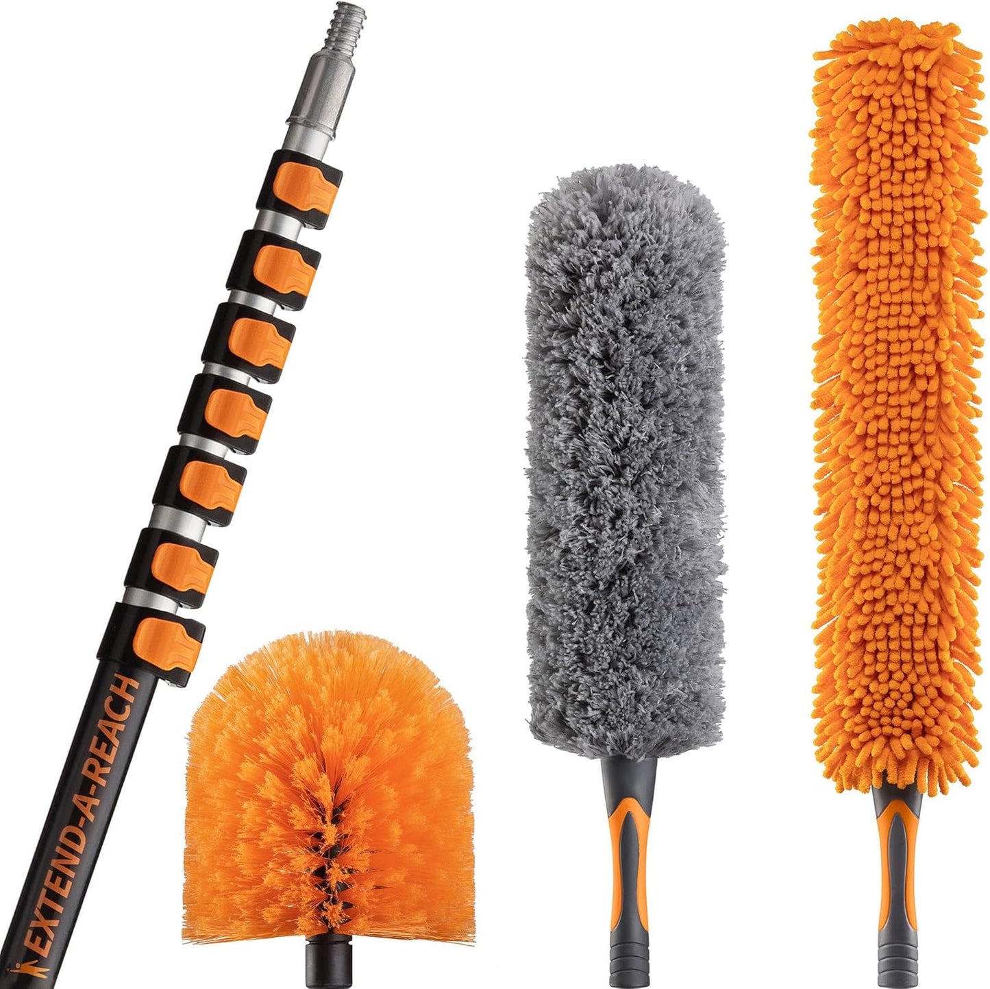 36 Foot High Reach Duster Kit with 5-30 ft Extension Pole // High Ceiling Duster Cleaning Kit with Telescopic Pole // Cobweb Duster // Feather Duster and Ceiling Fan Duster // The Ultimate Dusting Kit