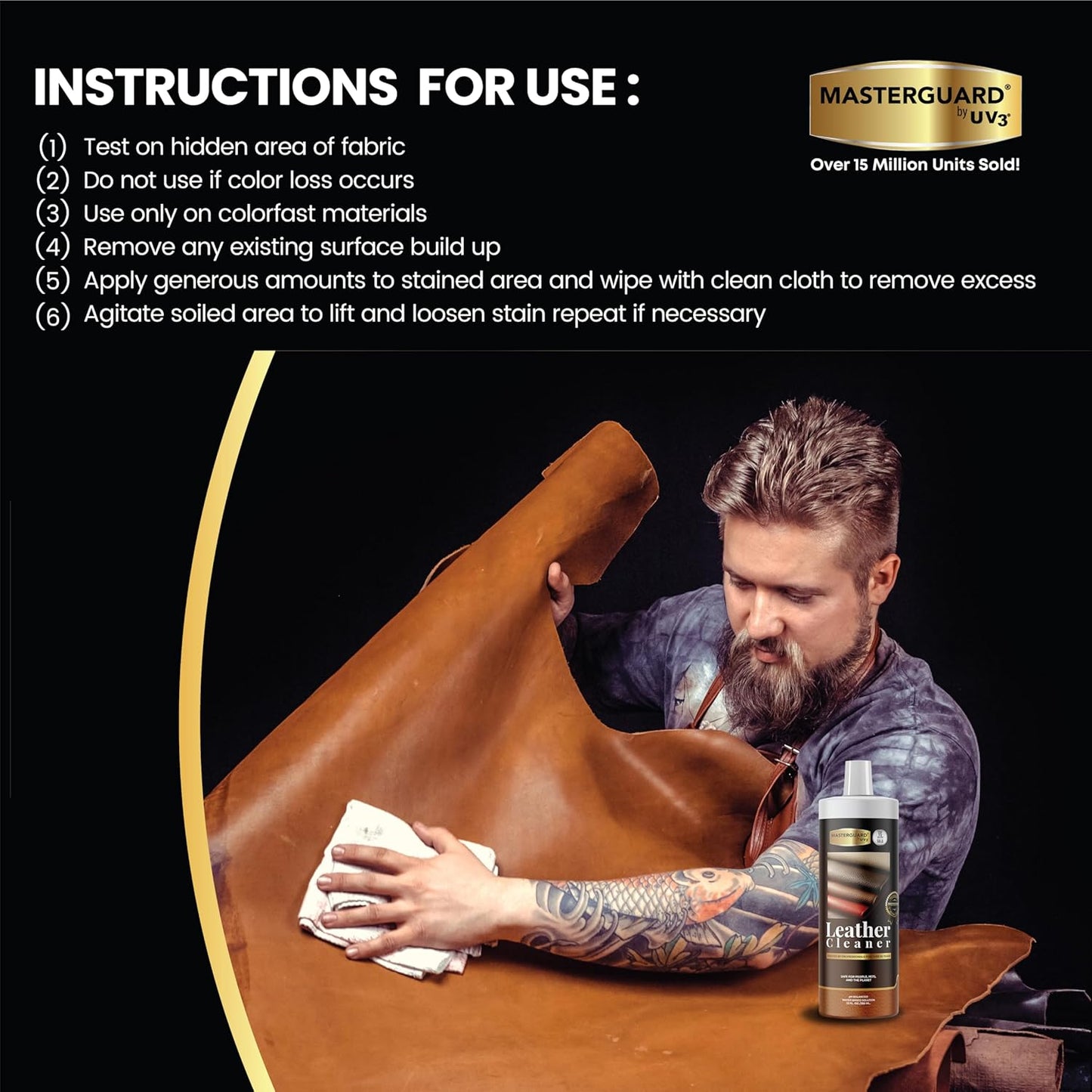 Water Based Solution Leather Cleaner and Conditioner w/ 2 Free Microfiber Cloths - Premium Saddle Soap for Car Interior, Furniture, Shoes, Boots, Couches, and Purses - Leather Restorer & Conditioner