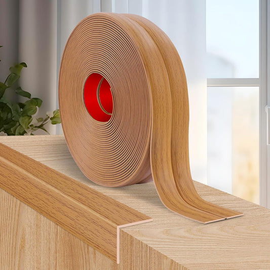 Flexible Wall Corner Protector Moulding Trim Peel and Stick Wall Corner Guards Edge Protector Self Adhesive Molding Trim Strip for Edge Ceiling (Light Brown Wood Grain, 2.4 in x 20 Ft)