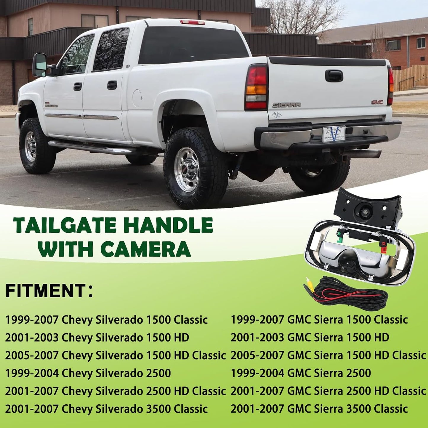 Backup Camera Tailgate Handle Rear View Camera Liftgate Latch Handle Chrome Compatible with 1999-2007 Chevrolet Chevy Silverado,GMC Sierra 1500 2500 3500 HD