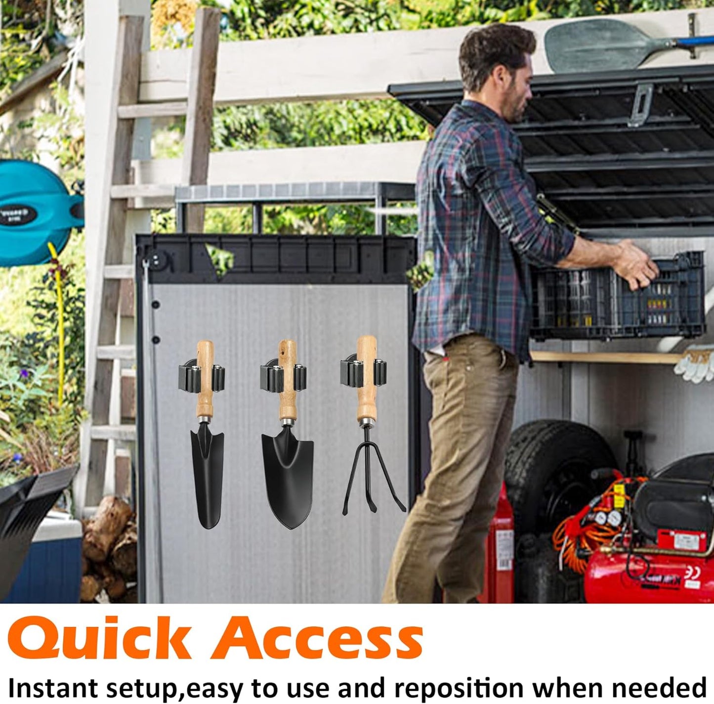 MUTUACTOR Magnetic Broom Holder,4PCS Anti-Slip Magnetic Mount Storage Broom Holders with Rubber Grippers,12lbs Heavy Duty Magnetic Tool Holder for Work Garage Laundry Kitchen RV Van Accessories