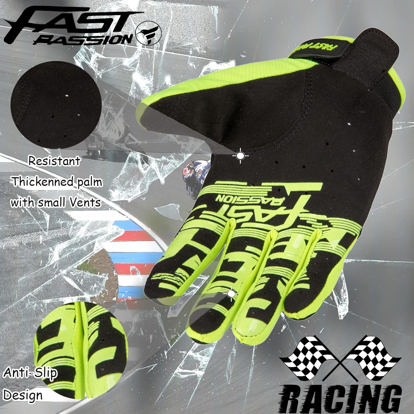 Motorcycle Gloves for Men/Women - Dirt Bike & Motocross Gloves with Anti-Slip ATV BMX MX MTB Riding Cycling Features