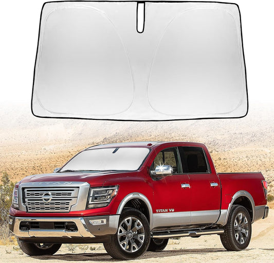 Sunshade Car Windshield Sun Shades for Titan 2024 Pickup Front Window Shield for Nissan Titan 2016-2023 Windshield Cover for 2021 2022 Nissan NV 1500 3500HD Van Minivan Foldable Sun Visor Accessories
