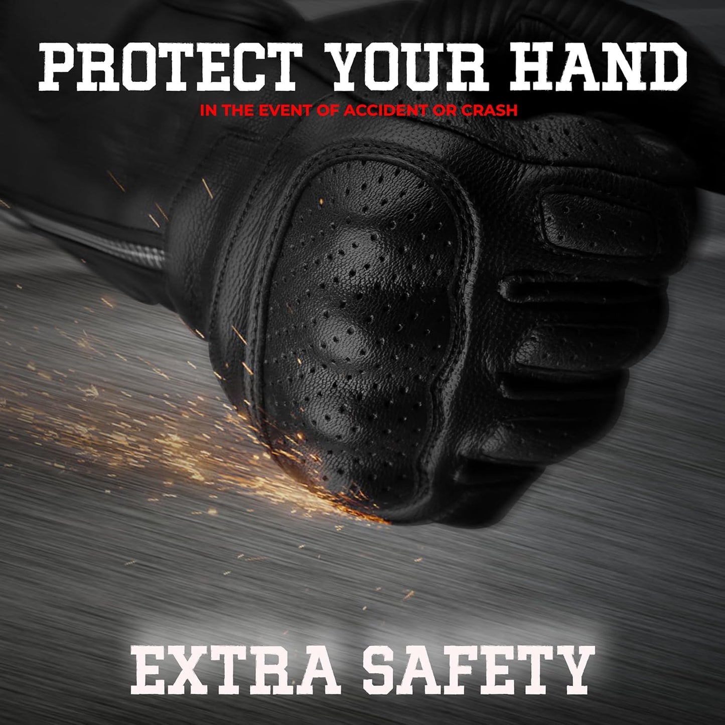 J.A.G. Motorcycle Gloves - Premium Leather Perforated Motorcycle Gloves for Men with Knuckle Protection | Touchscreen Motorbike Riding Gloves