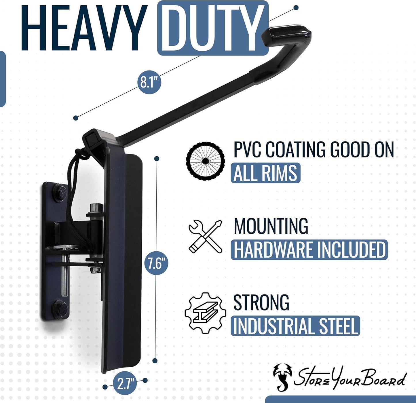 StoreYourBoard Bike Swivel Rack – Wall Mounted Garage Bike Storage, Vertical Hanger with 120° Swing Design & Stopper, Space-Saving Indoor Wall Mount – Fits Kids Bikes, BMX & More