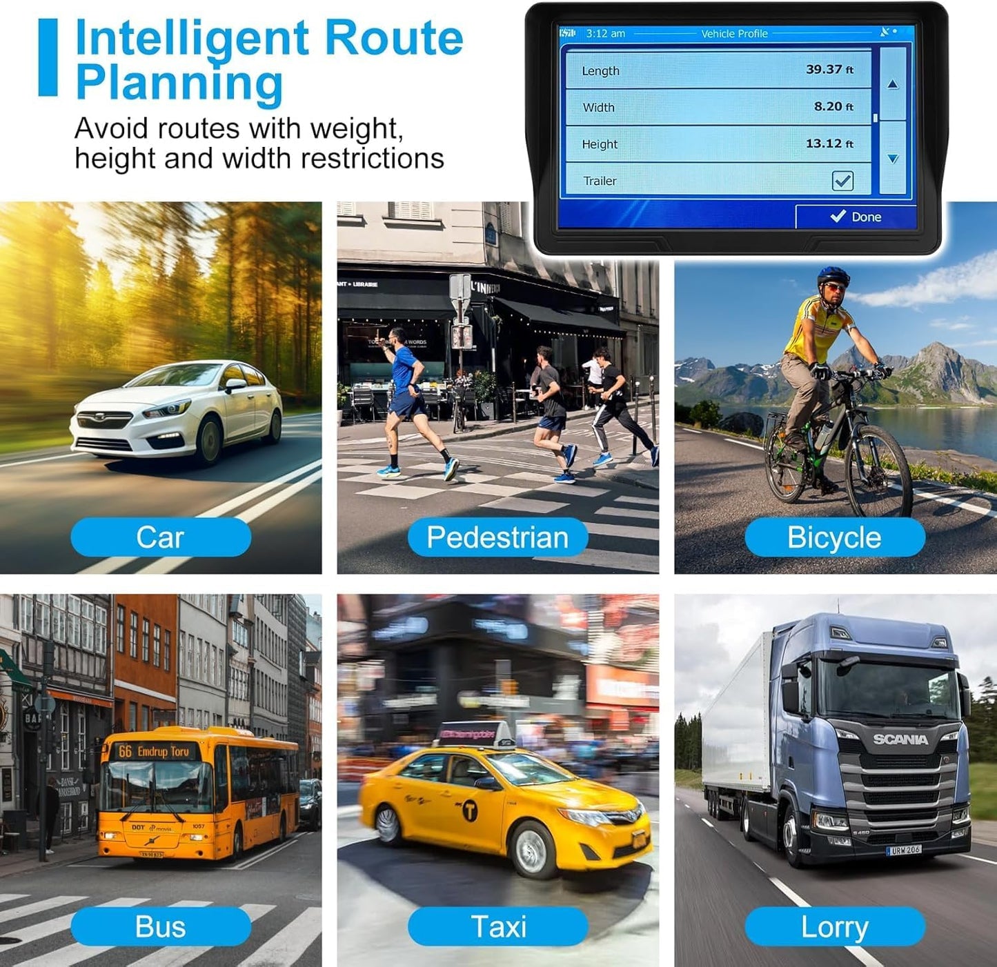 GPS Navigator for Car Truck RV, 9 inch Touch Screen Latest 2025 Map, Real Voice Spoken Turn-by-Turn Direction Reminding Navigation System, Vehicle GPS with Speed and Red Light Warning (1 Bracket)