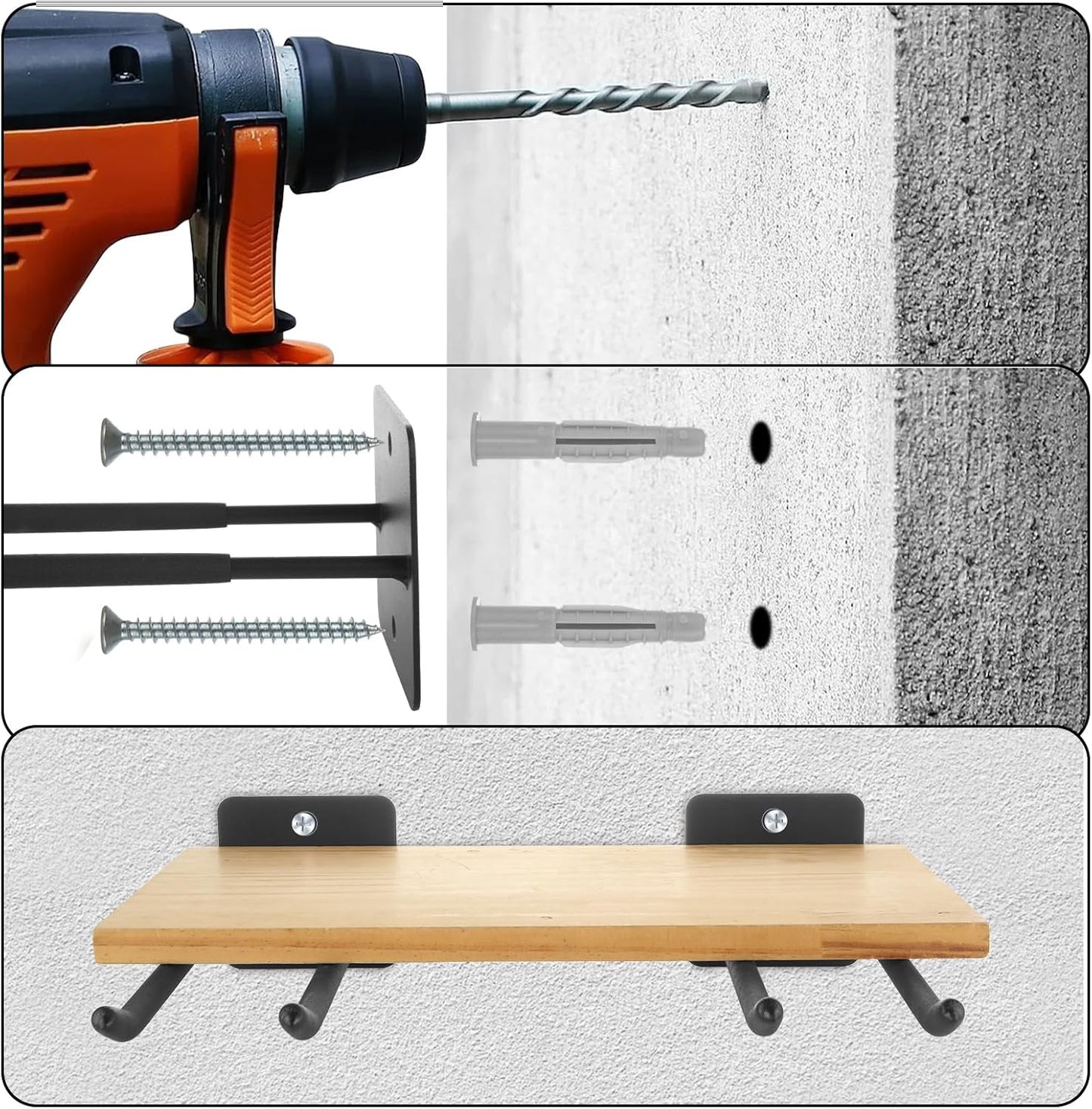 SHUESS 12.2 Inches Long Large Garage Hooks, 4 Pack Heavy Duty Garage Storage Utility Hooks, Wall Mount Organizer, Long Tool Hanger for Hanging Tire, Chairs, Hoses, Garden Tool, Bulk Items, Ropes, etc