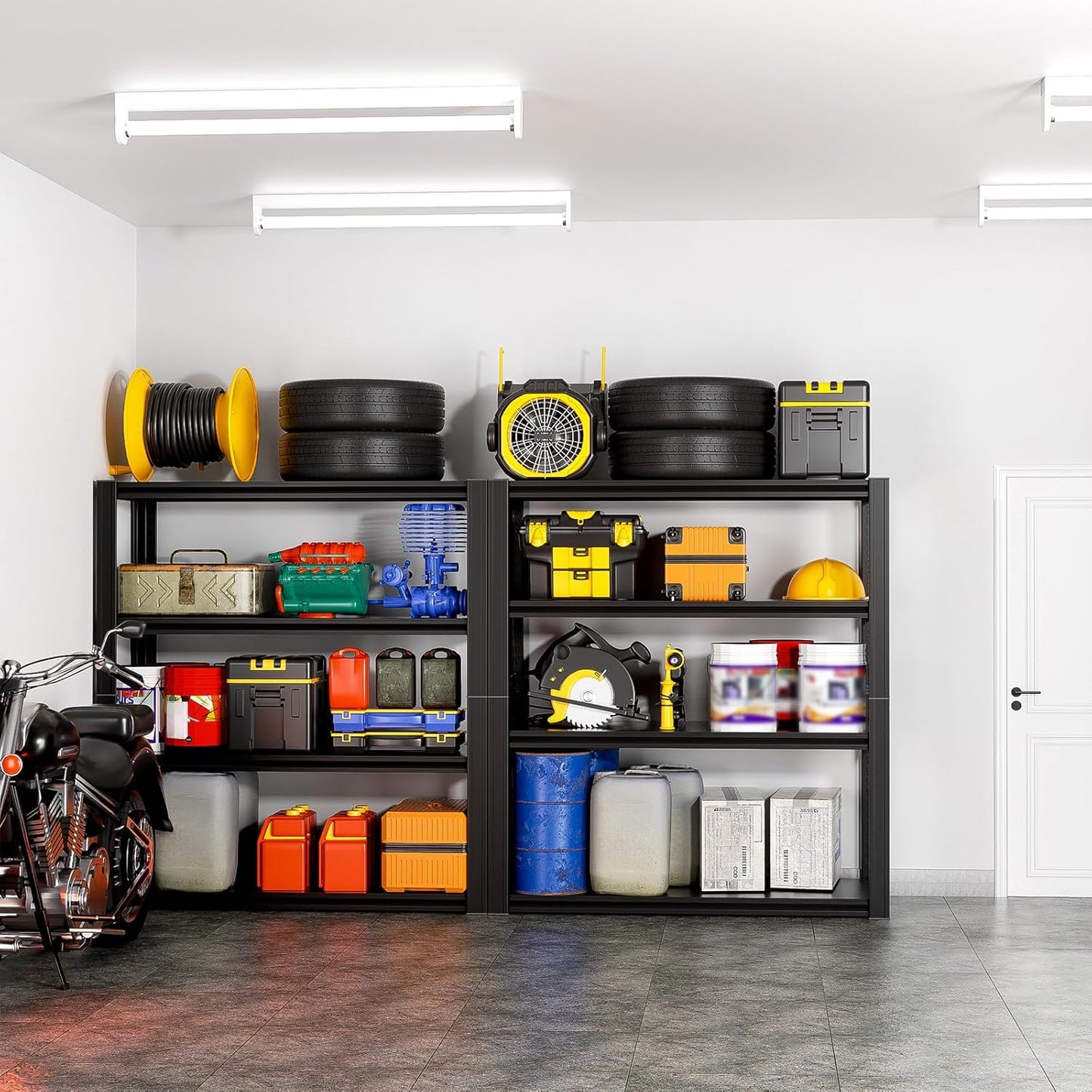 4-Tier Garage Shelving Unit - 40" W x 20" D x 60" H, 2500LBS Metal Industrial Storage Rack, Adjustable Heavy Duty Shelves for Garage (Black)