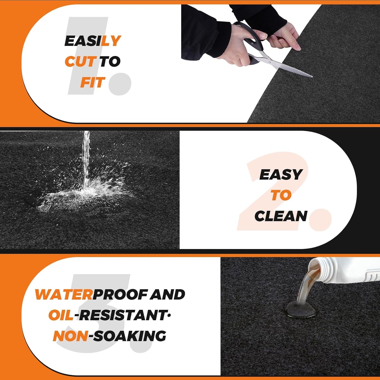 Oil Spill Mat (36" X 60") - XL Garage Oil Drip Mat for Driveway - Additional Insurance to Prevent Oil Drain Pan Spills - Reusable, Washable, Waterproof Backing, Under Car Oil Leak Absorption Mat