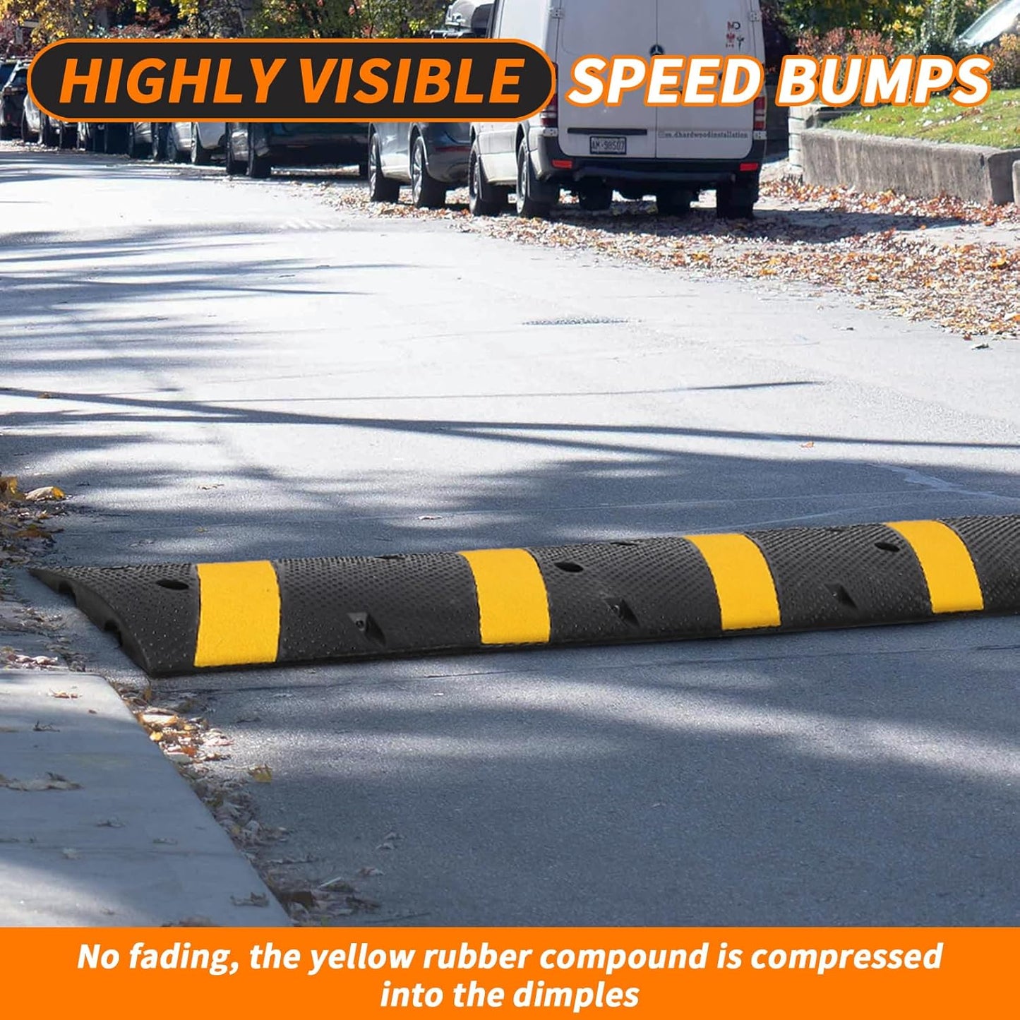 3.3 Ft Rubber Speed Bump, 2 Pack 2 Channel Modular Heavy Duty Speed Bumps Humps 25000 lbs Load Capacity, Cable Protector Ramp for Asphalt Concrete Gravel Driveway Road