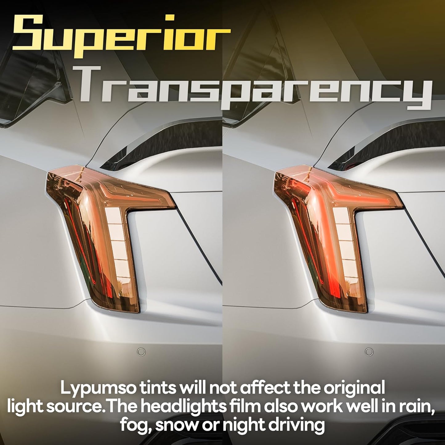 Lypumso 16 x 60 Inches Headlight Taillight Car Tint Vinyl Film, Self Adhesive Fog Lights Sticker Sheet Roll for Car Lights Cover Protection (Orange)