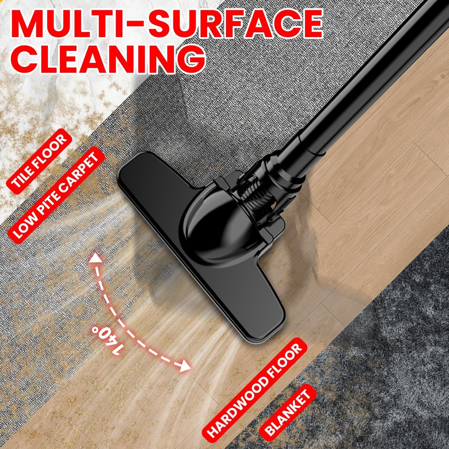 Cordless Vacuum for Milwaukee M18 Battery, 5 in 1 Handheld Electric Vacuum Cleaner with 500W Powerful Motor, 46 CFM Portable Hand Vacuum with 2 Filtration HEPA for Home, Floor, Carpet, Car (Tool Only)