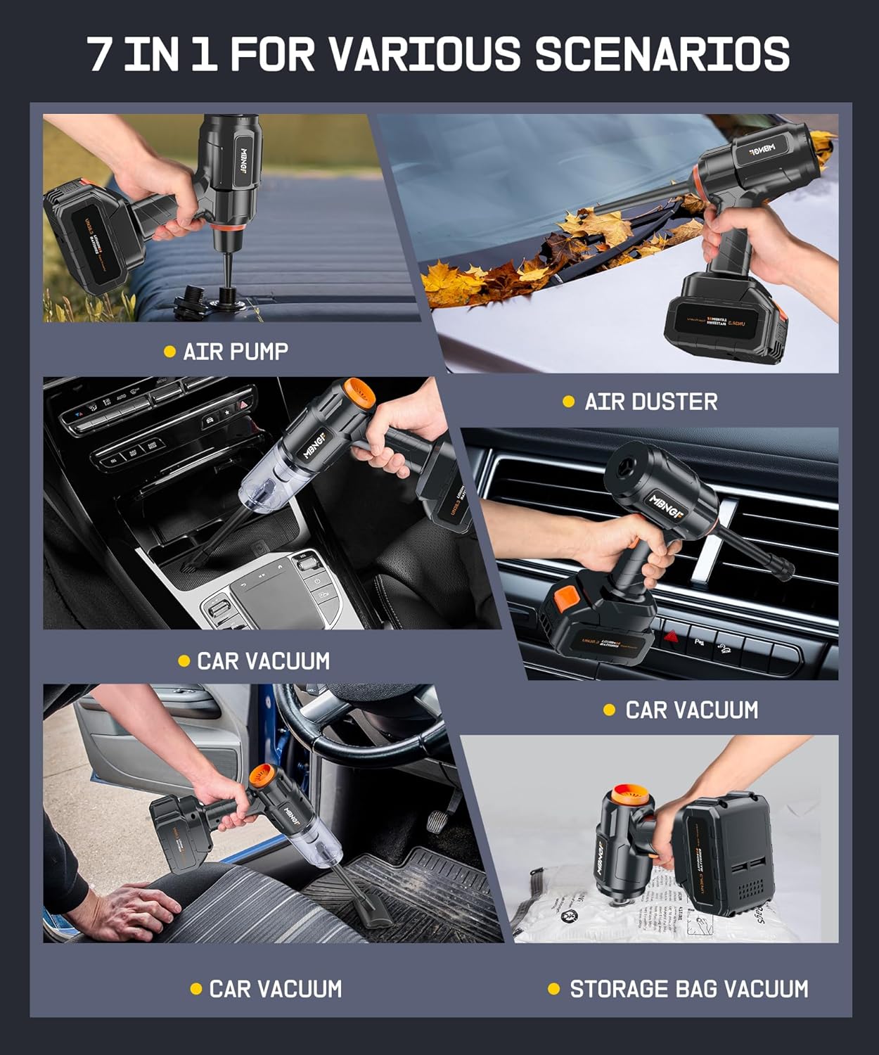 Car Vacuum Portable Cordless,High Power Suction & Blower, Wireless Handheld Vacuum Cleaner for Car, Home, Office, Pet(Warm Black)