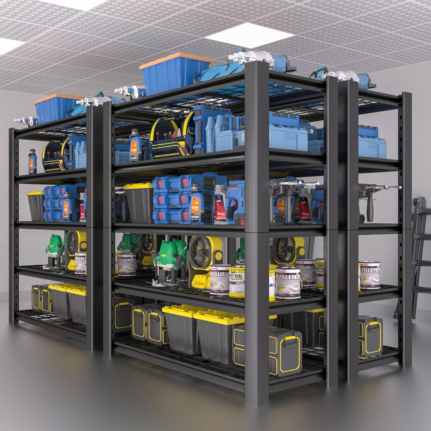 5-Tier Heavy Duty Garage Shelving Unit with Wire Shelves,3000 LBS Capacity Metal Storage Rack 76"H x 60"W x 24"D,Adjustable Boltless Steel Shelves for Garage,Basement,Pantry,Warehouse.3 Pack