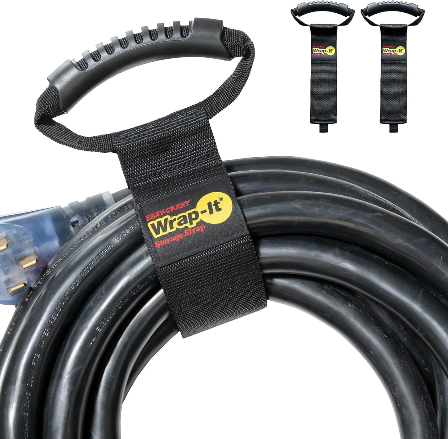 Easy-Carry Wrap-It Storage Straps - 22” (2-Pack) – Heavy-Duty Hook and Loop Cord Carrying Strap, Hanger, and Organizer with Handle for Pool Hoses, Garden Hoses, Cords, Cables and More