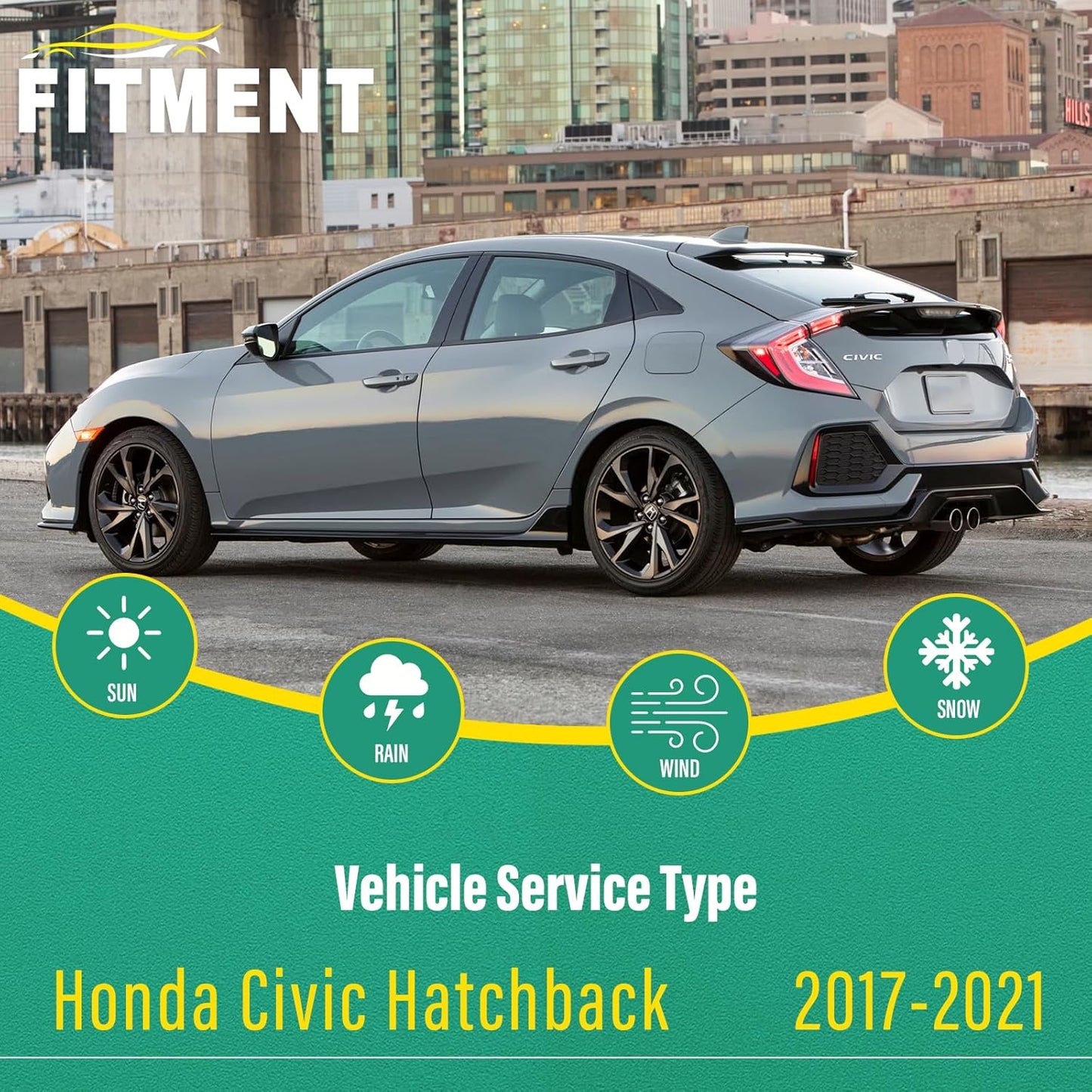 26" 18" 14" Windshield Wiper Blades Replacement for Honda Civic Hatchback 2017 2018 2019 2020 2021 Premium All Weather Front Rear Wipers Set - OEM Quality (Pack of 3)