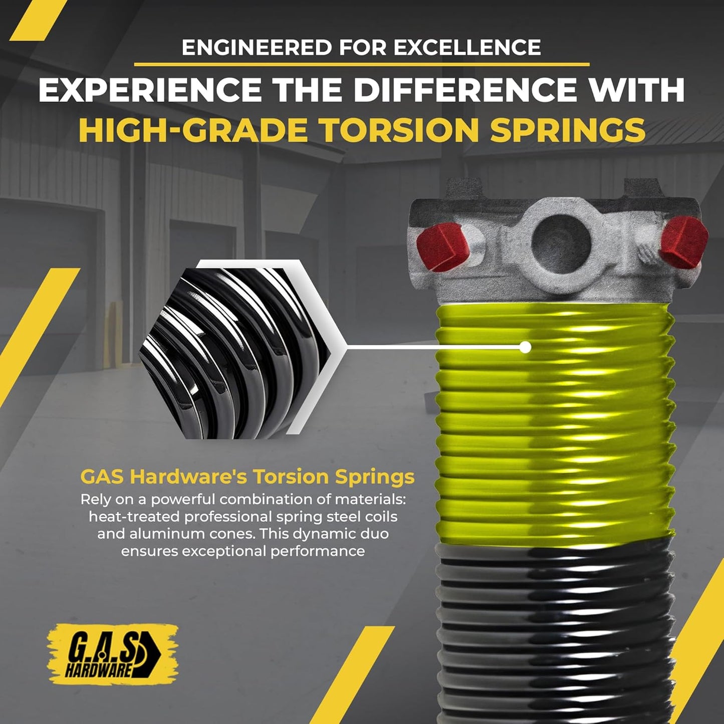 Garage Door Torsion Spring 207x1.75x31 Includes 1” Steel Bearing, Gloves, Manual, and Winding Bars for Right Side of Garage Door Precision E-Coating 5-Year Warranty Min. 30,000 Cycles (Black Cone)