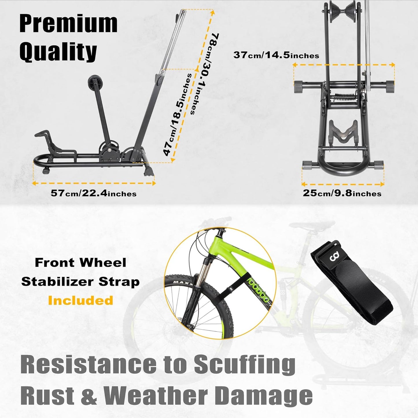 BIKE HAND Upright Bike Stand - Premium Quality Vertical & Horizontal Adjustable Bicycle Floor Parking Rack - for Storing MTB Road Bikes - up to 29” Wheel Size - Seatpost Stabilizer Ver. 1-1 Bike