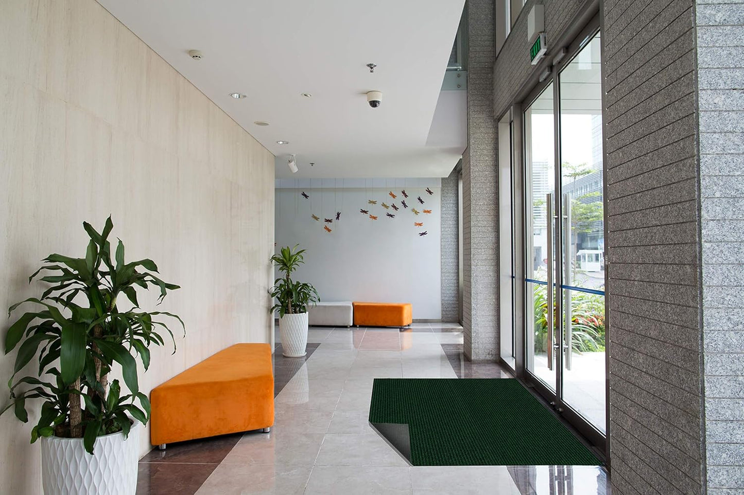 KOECKRITZ Heavy Duty Durable All Weather Indoor/Outdoor Non Slip Entrance Mat Rugs and Runners for Office Business Building Home Garage Front Door (5' x 19', Green)