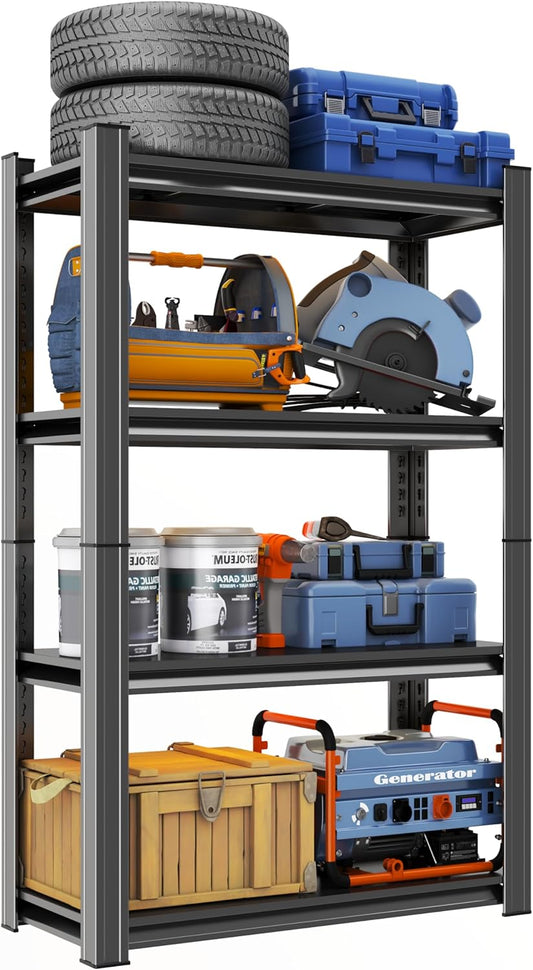 Metal Garage Shelving Unit, Heavy Duty 4-Tier Adjustable Storage Rack, Steel Shelving,2000 lbs Capacity, Industrial Shelves for Heavy Tools and Equipment (4-Tier 54" H x 36" W x 14" D)