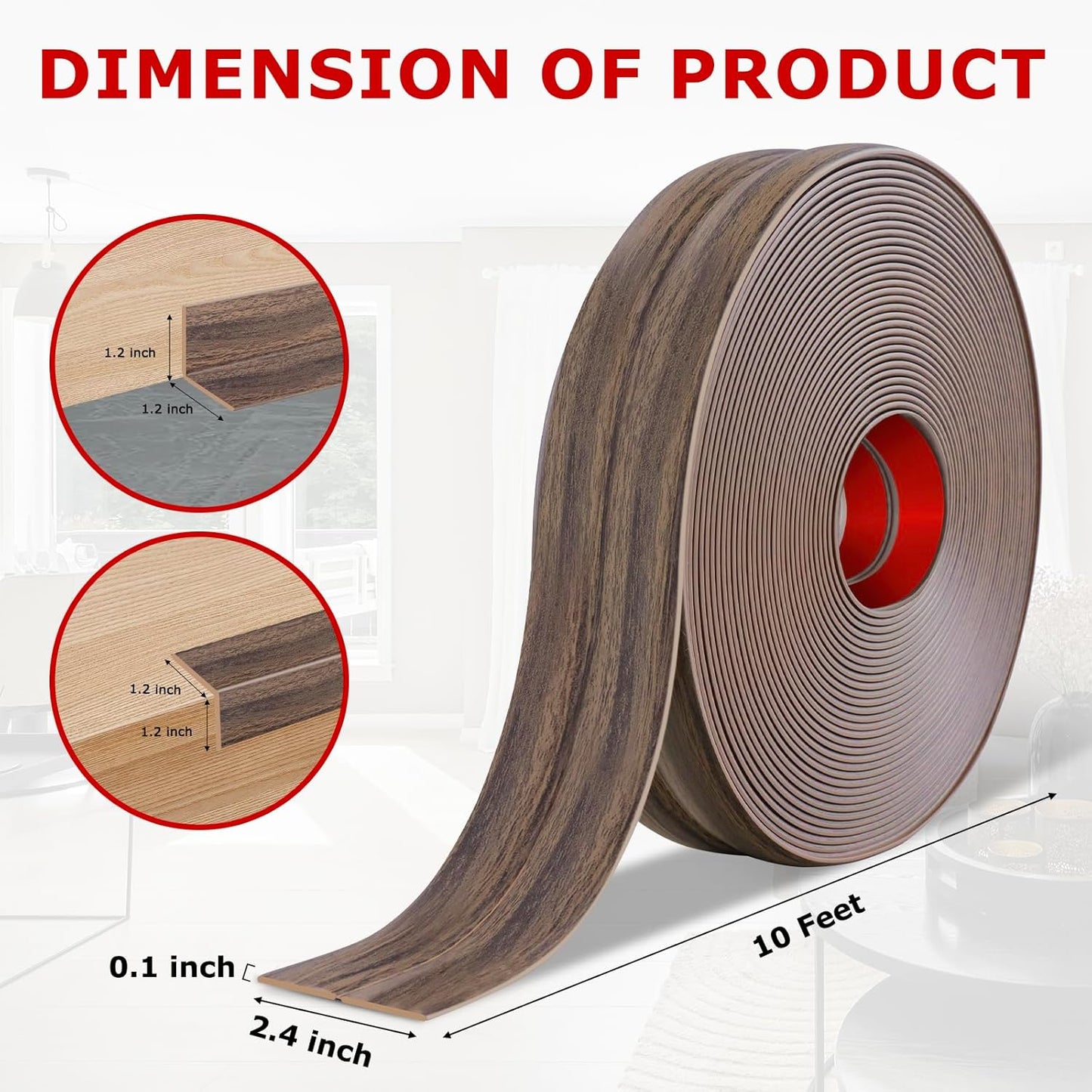 Flexible Wall Corner Protector Moulding Trim Peel and Stick Wall Corner Guards Edge Protector Self Adhesive Molding Trim Strip for Edge Ceiling (Smoked Brown Wood Grain, 2.4 in x 10 Ft)